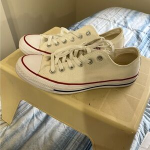 Converse White Canvas Sneakers with Red Details